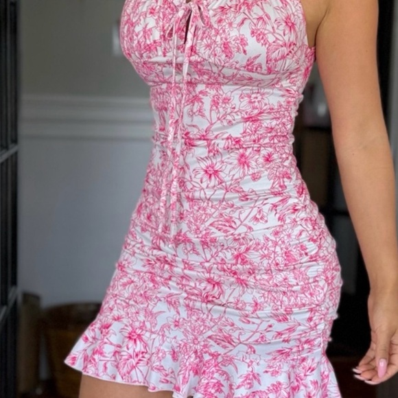 Floral Pink Ruffle Dress - Picture 3 of 9